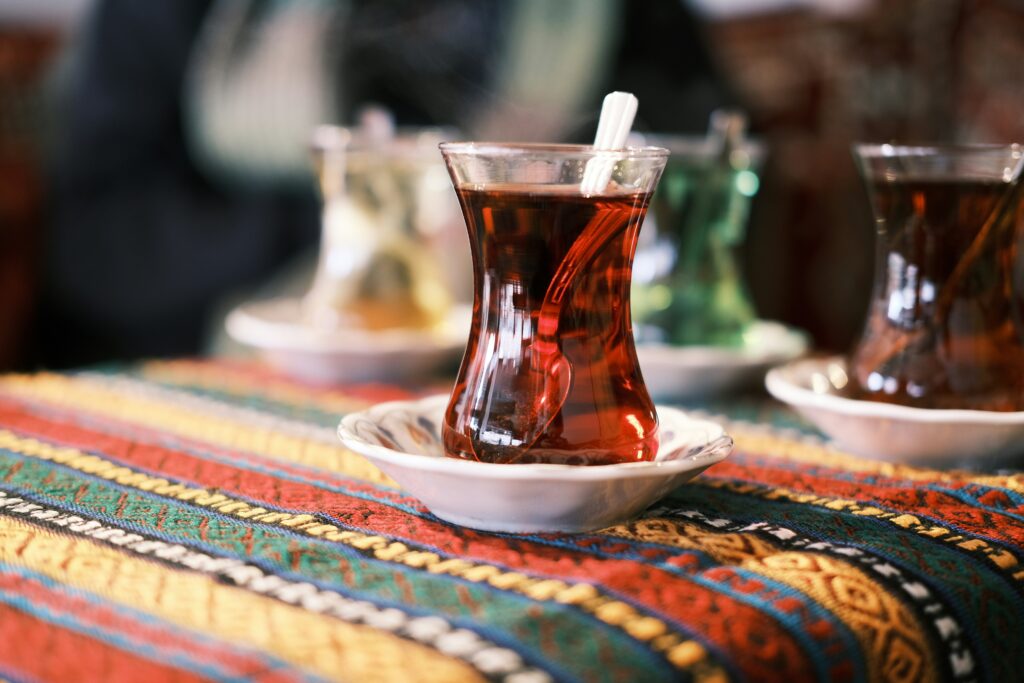 Moroccan tea served in a riad courtyard